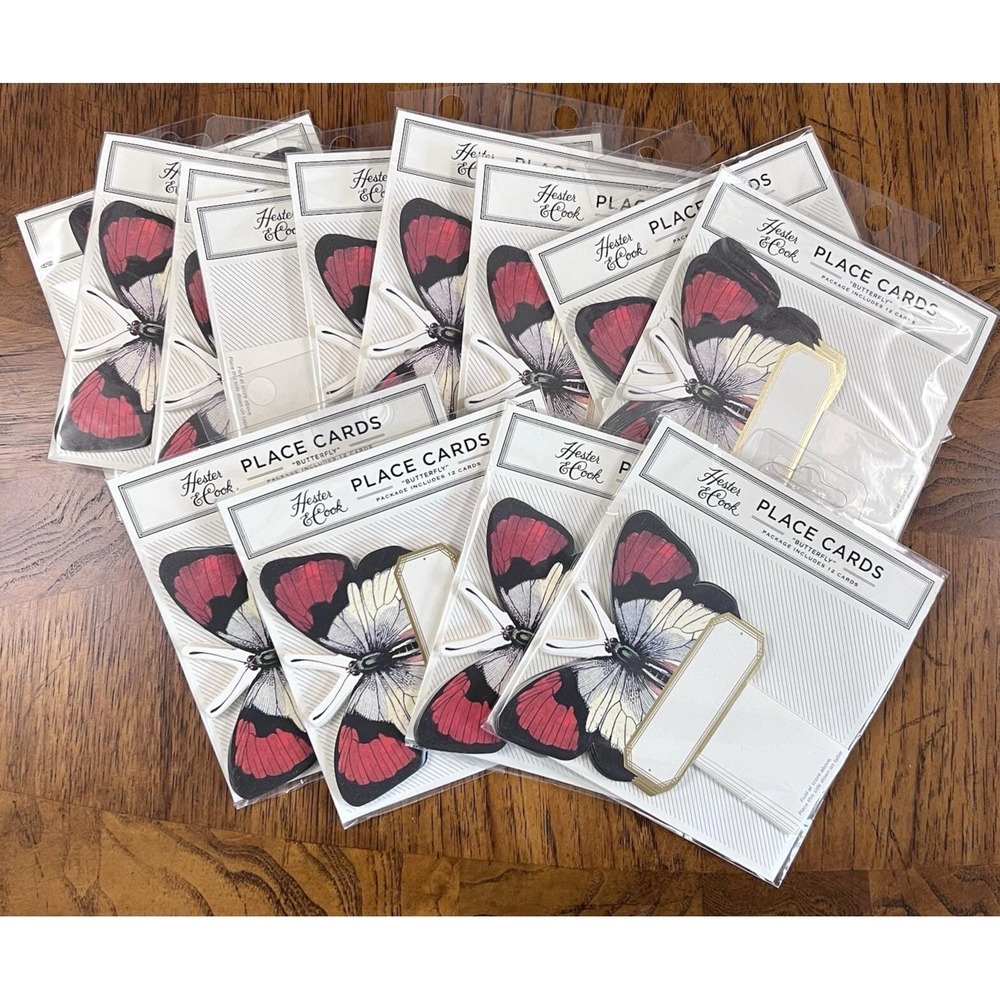 Hester and Cook 13 Packs Name Place Cards Die Cut Butterfly HC062 156 Total